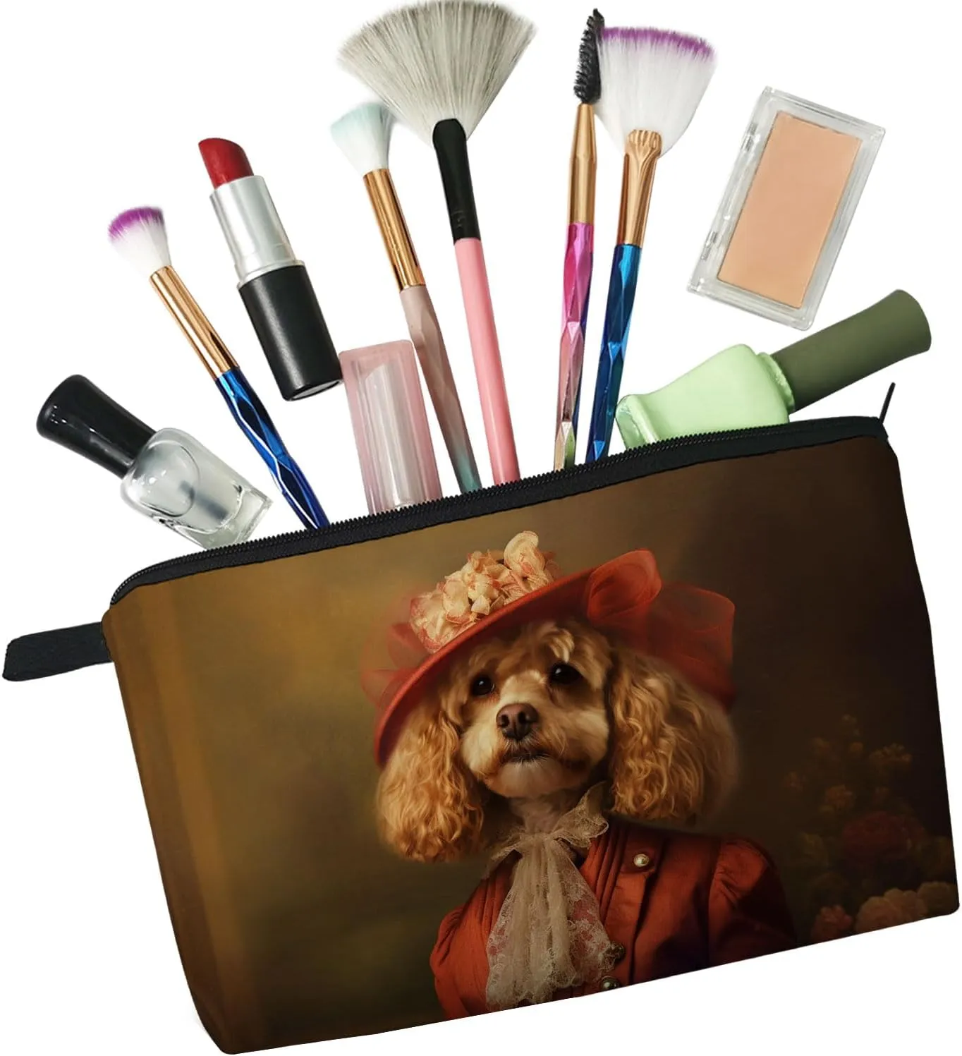 Lady Cockapoo Makeup Bag Vintage Cockapoo Puppy Small Organizer Bag Zipper Pouch Cockapoo Lady Cosmetic Bag Present for Dog Lovers Dog Mom Women Friends