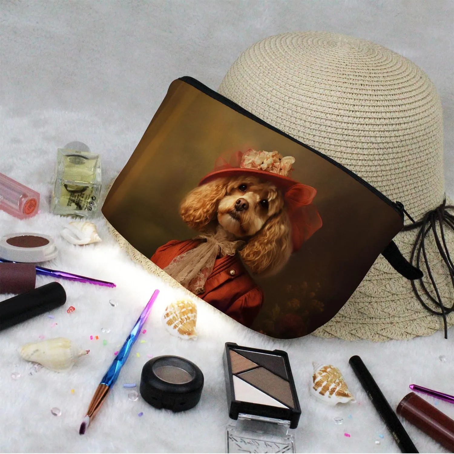 Lady Cockapoo Makeup Bag Vintage Cockapoo Puppy Small Organizer Bag Zipper Pouch Cockapoo Lady Cosmetic Bag Present for Dog Lovers Dog Mom Women Friends