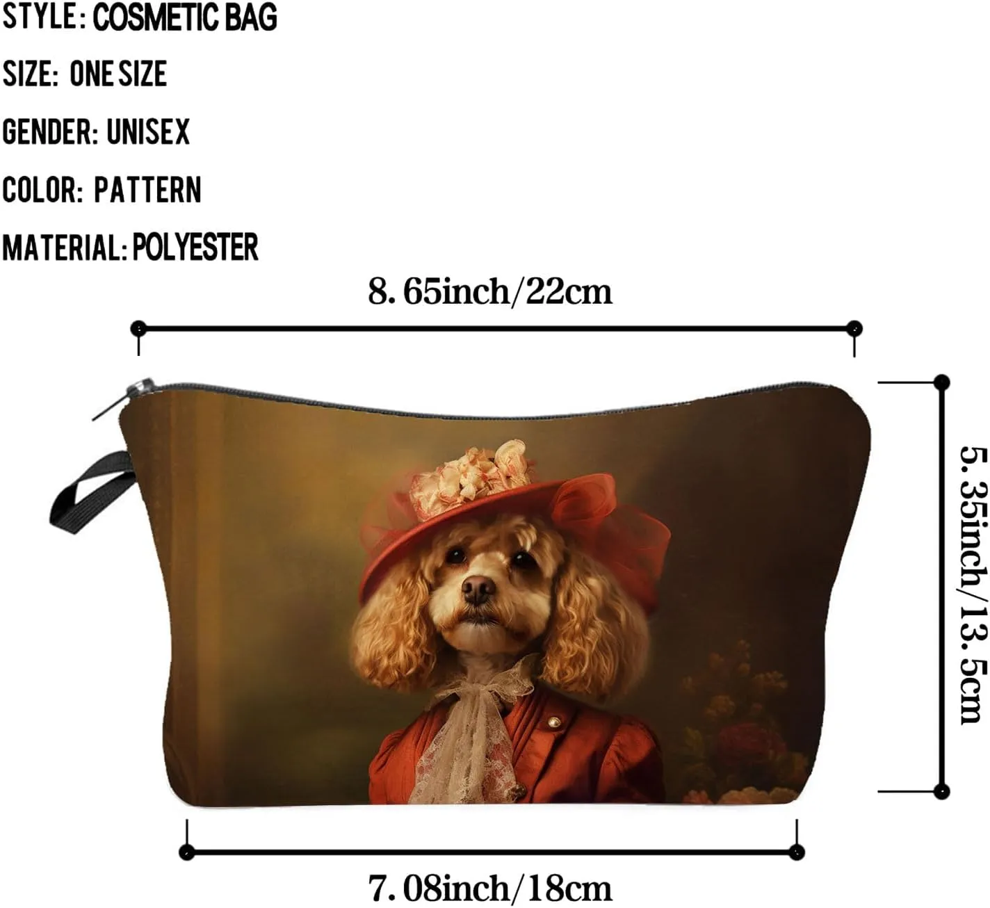 Lady Cockapoo Makeup Bag Vintage Cockapoo Puppy Small Organizer Bag Zipper Pouch Cockapoo Lady Cosmetic Bag Present for Dog Lovers Dog Mom Women Friends