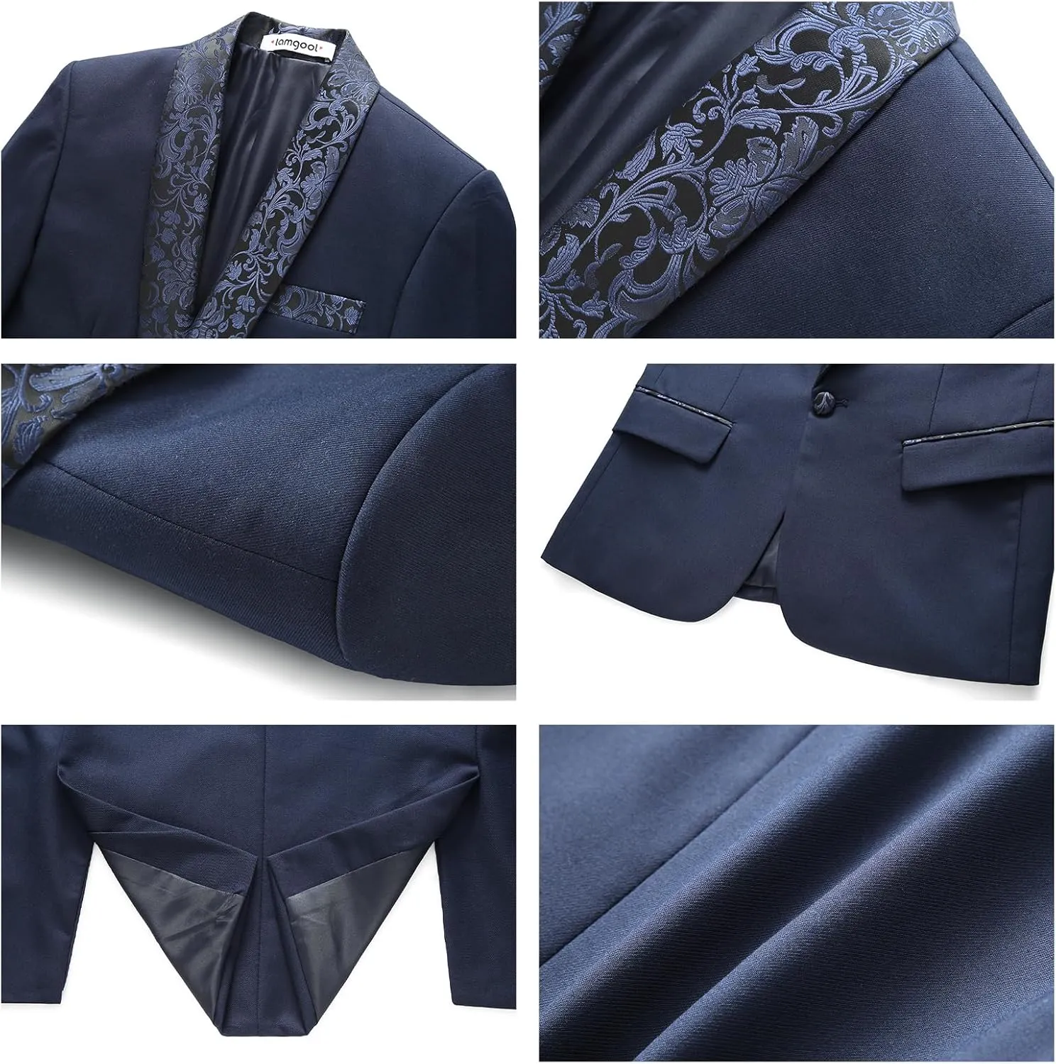 Lamgool Boys Suits Slim Fit Tuxedo Set 3 Pieces with Jacket Vest Pant for Kids Prom Wedding Formal Dresswear Outfit 4-16Y