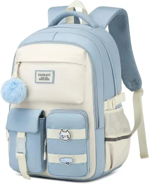 Laptop Backpacks School Backpack for Teen Girls, College Women Bookbag Elementary Middle High School Bag Kids Cute Travel Back Pack, Blue