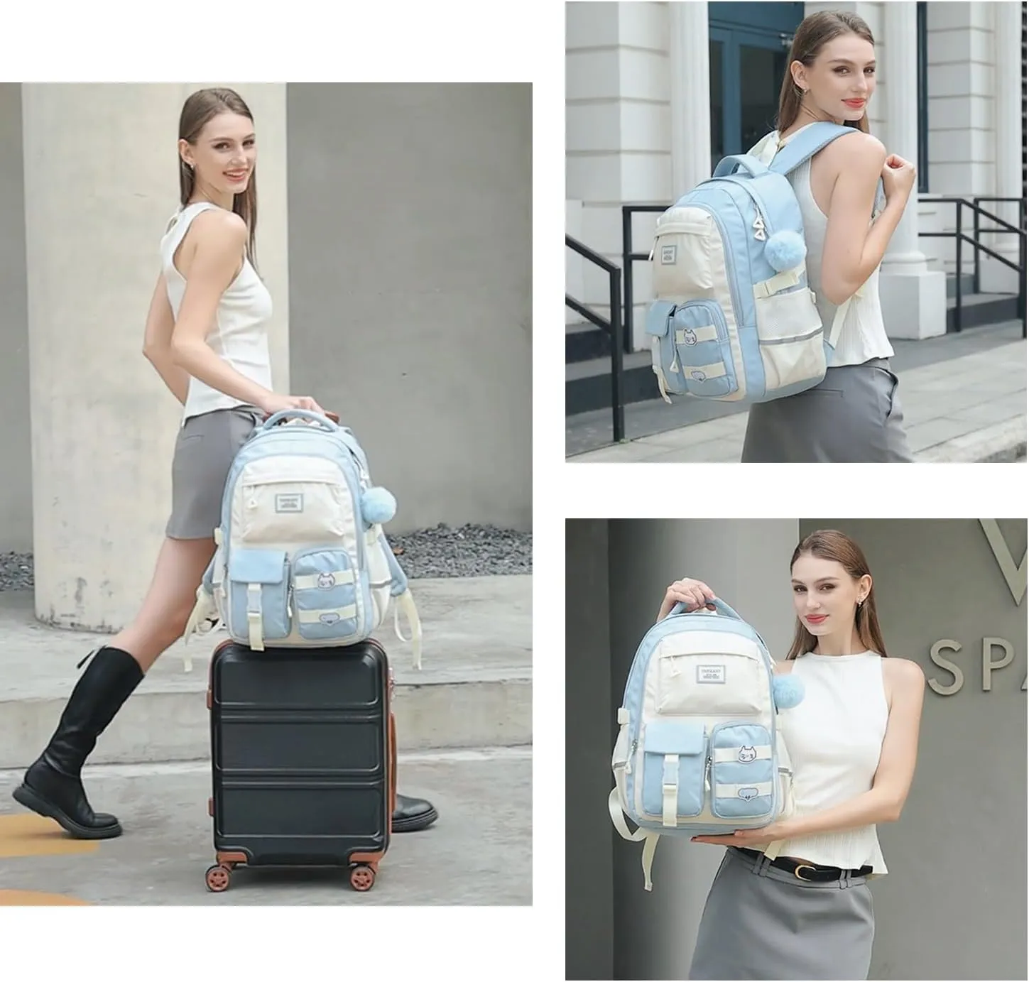 Laptop Backpacks School Backpack for Teen Girls, College Women Bookbag Elementary Middle High School Bag Kids Cute Travel Back Pack, Blue