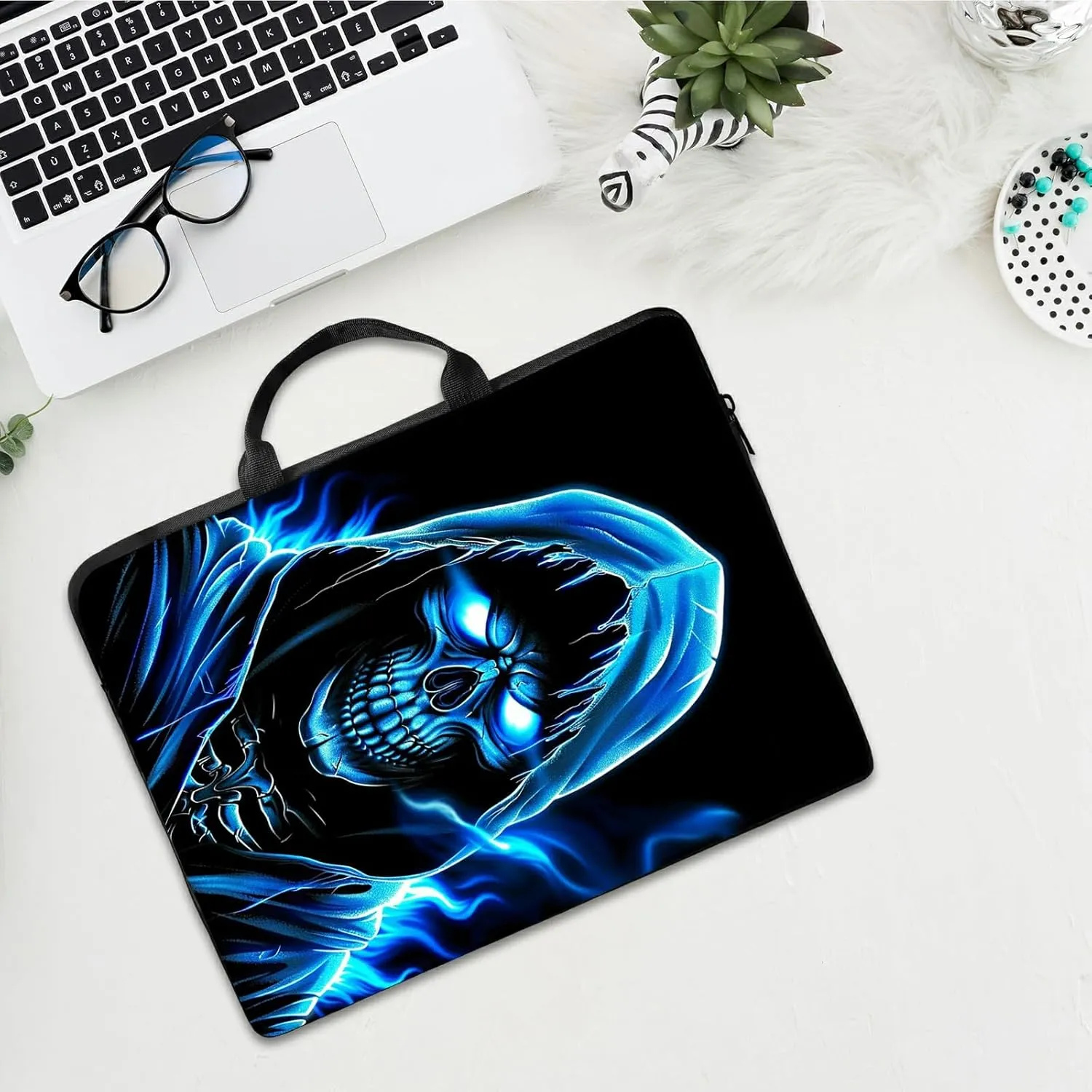 Laptop Shoulder Bag Sleeve Case, Large Capacity Waterproof PU Leather Computer Handbag