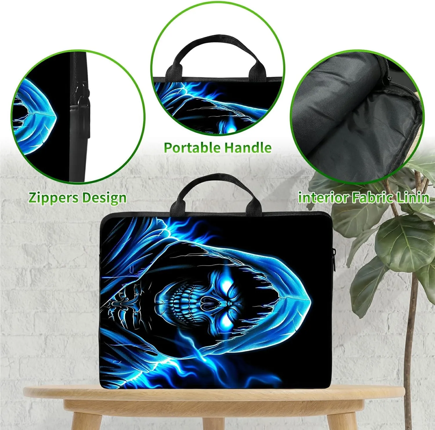 Laptop Shoulder Bag Sleeve Case, Large Capacity Waterproof PU Leather Computer Handbag