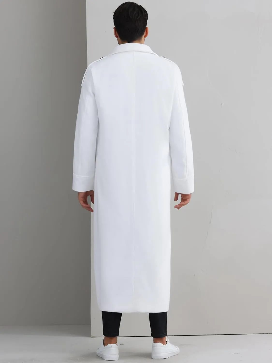 Lars Amadeus Men's Winter Pea Coat Notch Lapel Double Breasted Solid Color Overcoat
