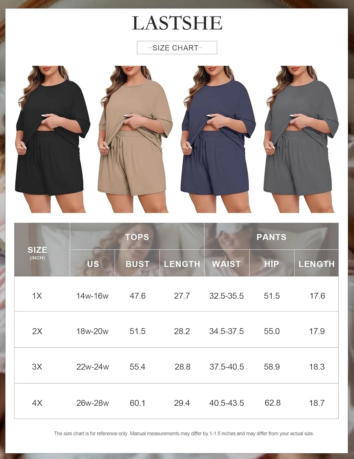 Lastshe Womens Plus Size Pajama Set 2 Piece Soft Short Sleeve with Pockets Shorts Sleepwear Knit Pjs Lounge Set Sweatsuits