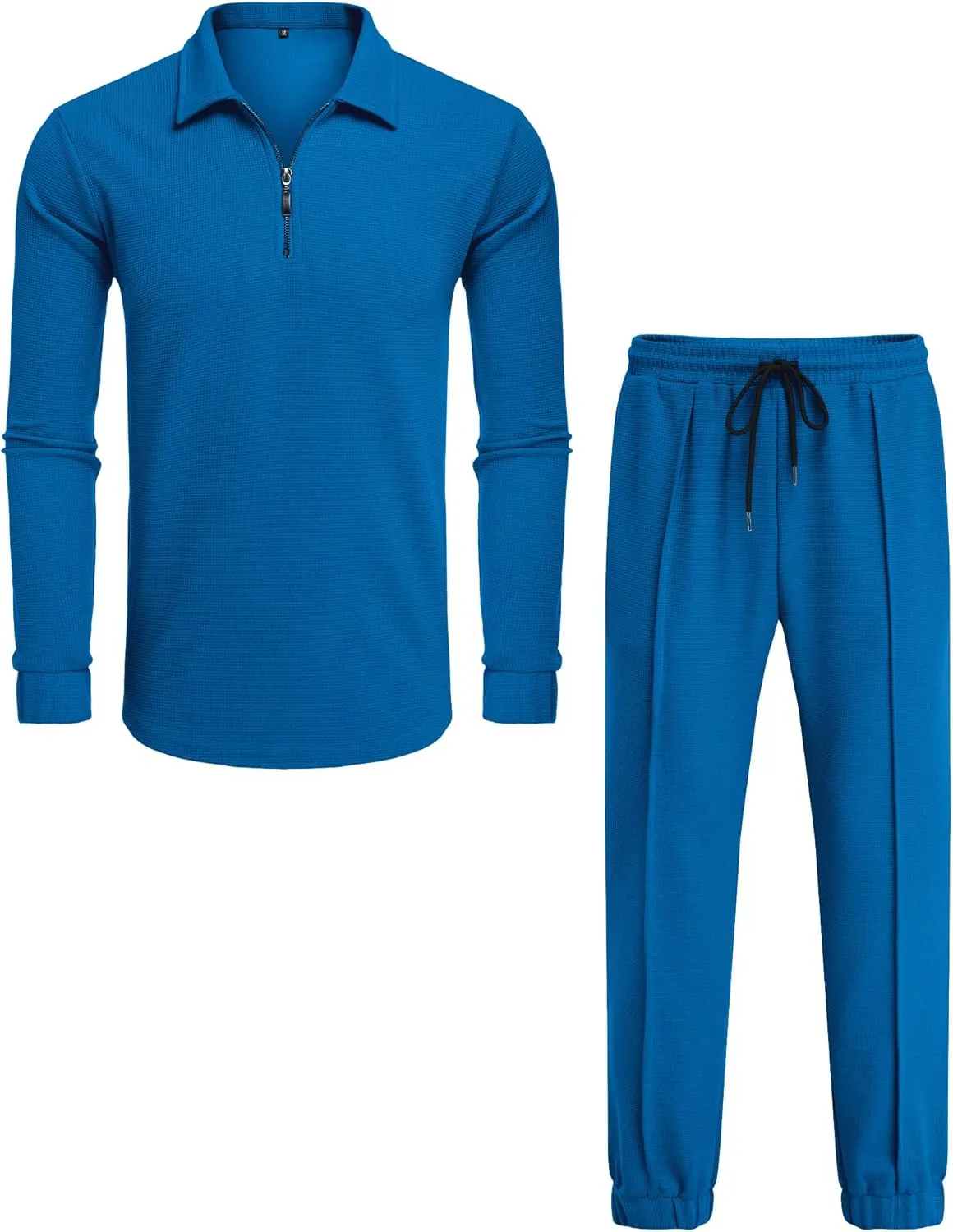 LecGee Men's Long Sleeve Tracksuit Winter Polo Shirt & Pants set 3 Pockets zip Polo Two Piece Casual Athletic Sports