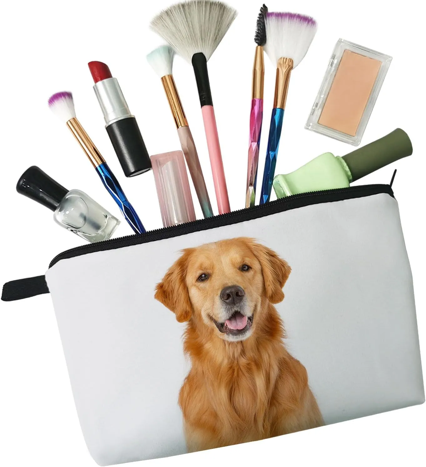 Livelhood Golden Retriever Dog Cosmetic Bag for Women - Cute Small Makeup Bag for Purse Travel Toiletry Zipper Pouch for Girls Gift for Dog Lovers