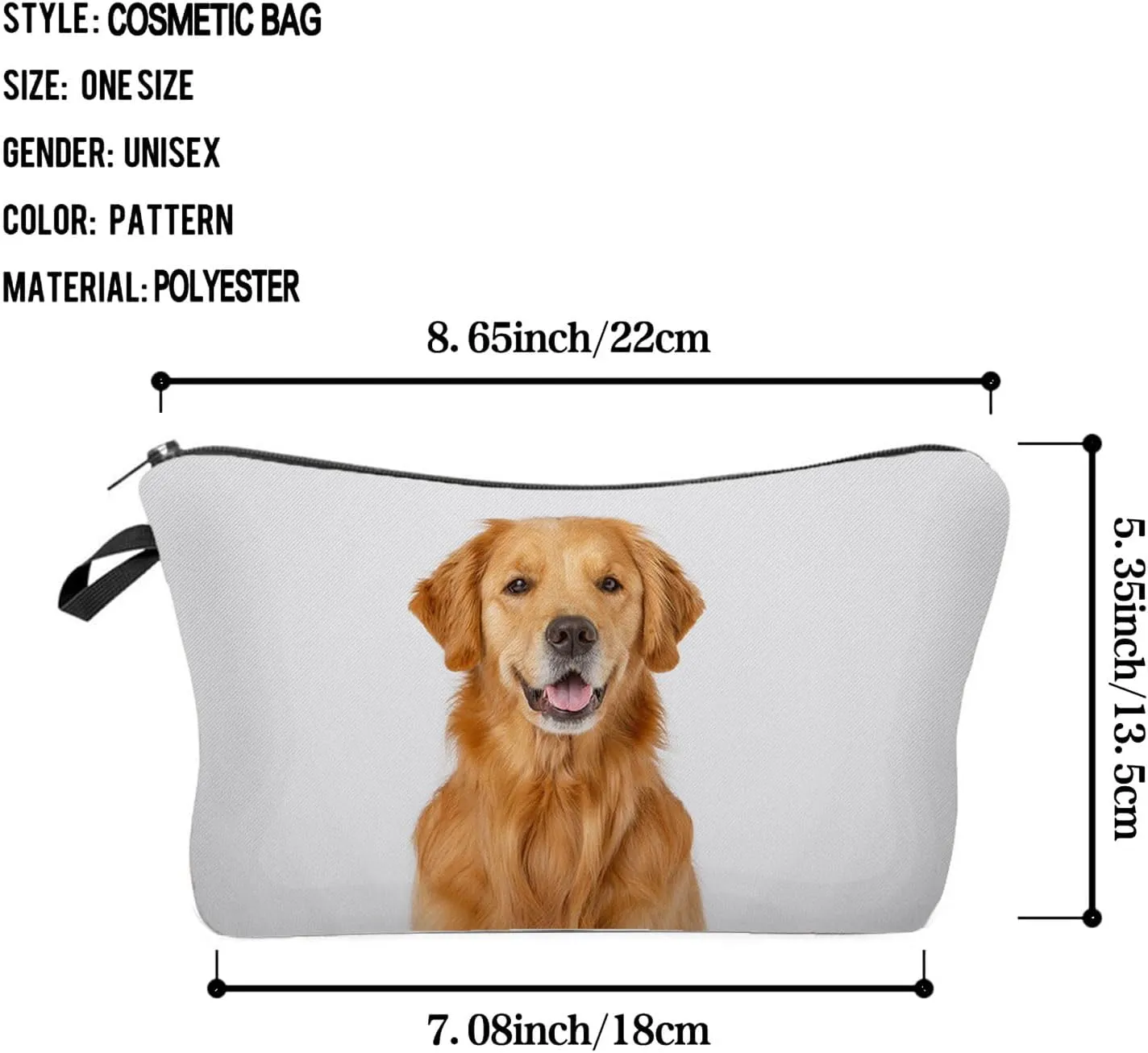 Livelhood Golden Retriever Dog Cosmetic Bag for Women - Cute Small Makeup Bag for Purse Travel Toiletry Zipper Pouch for Girls Gift for Dog Lovers
