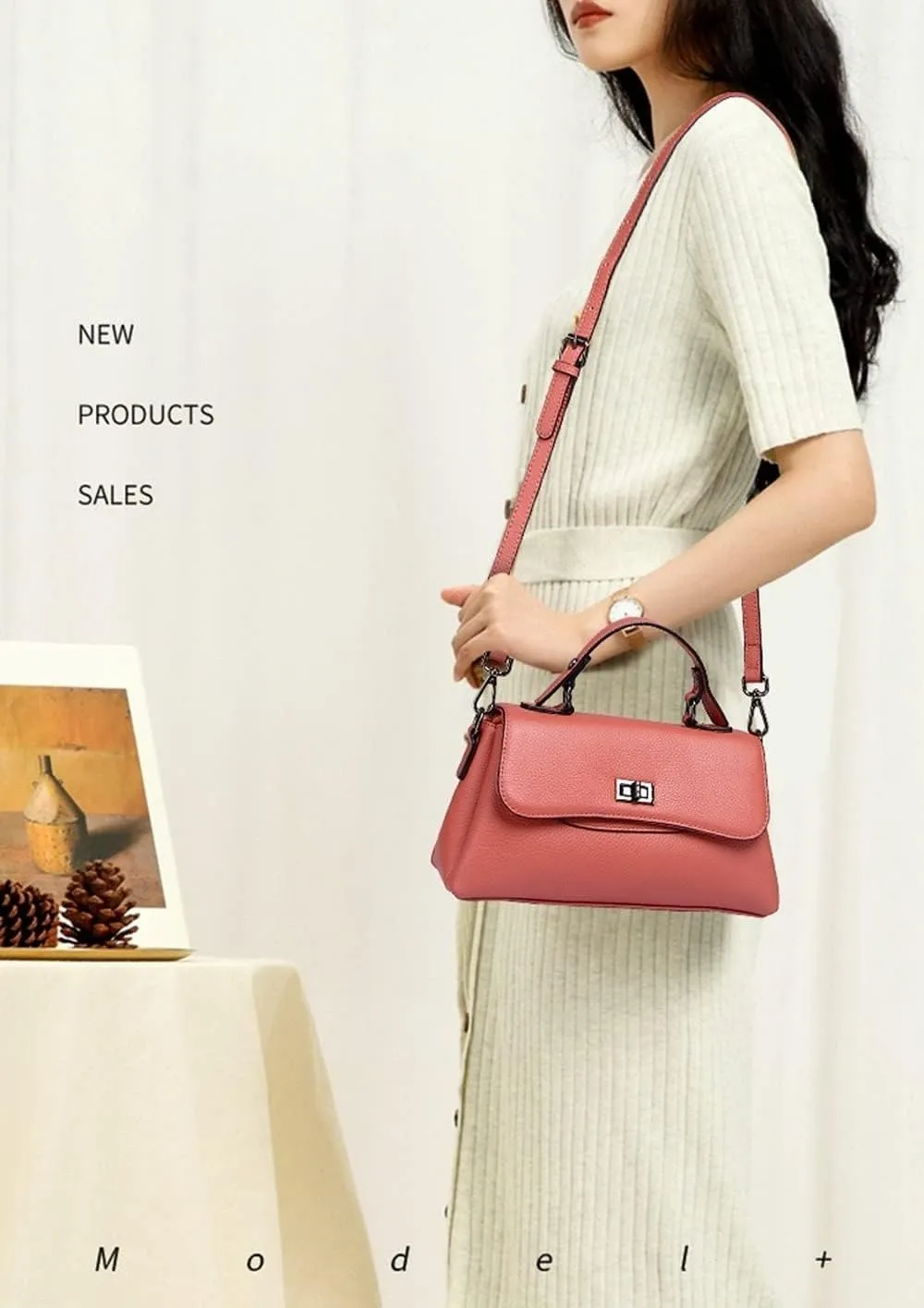 Lock Leather Square Bag Women's Unique Shoulder Bags Tote Bags Top Handle Satchel Handbags