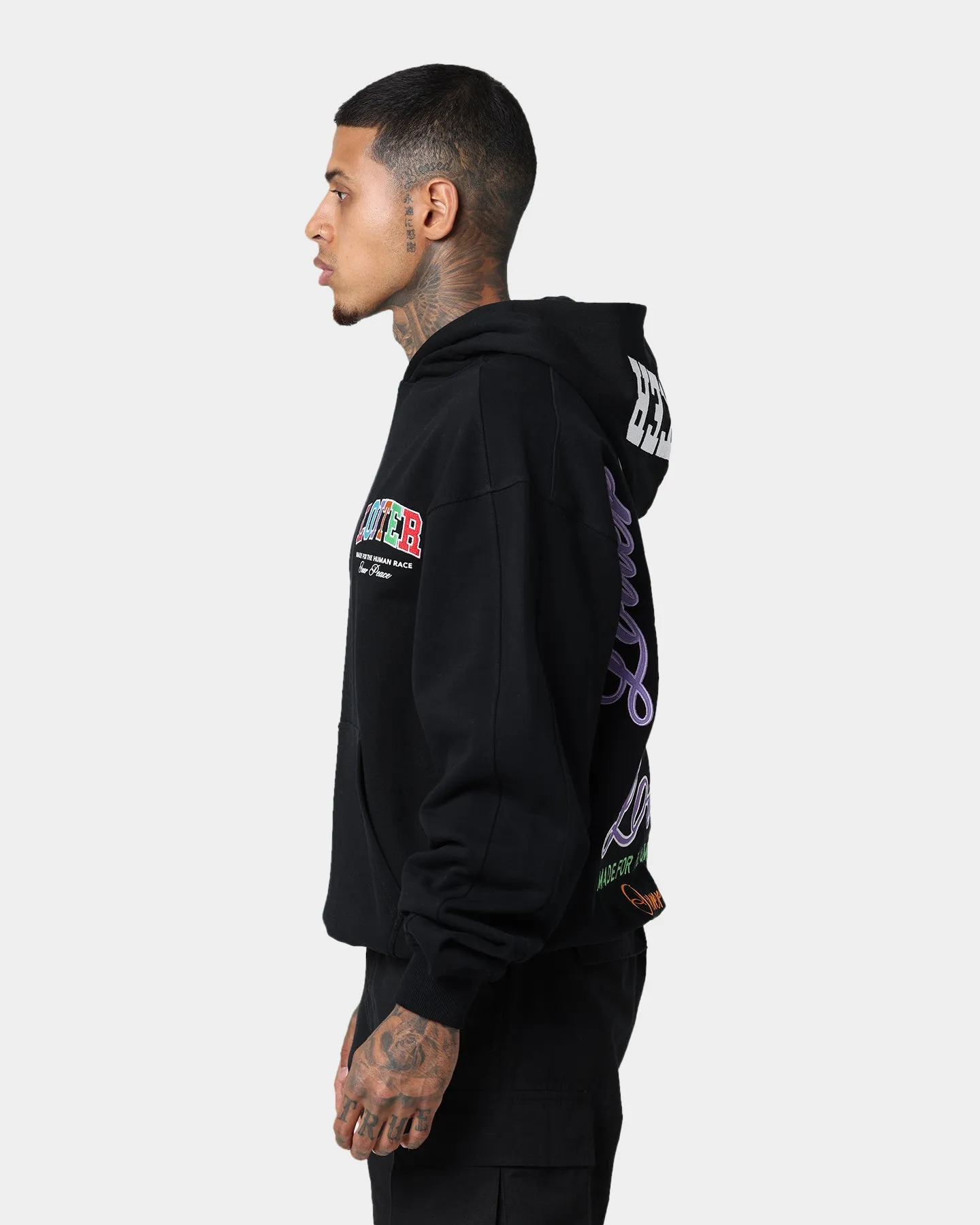 Loiter Stacked Logo Hoodie Black
