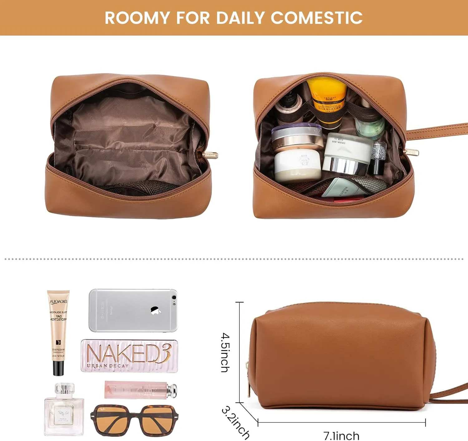 LOVEVOOK Laptop Bag for Women 15.6 inch Lightweight PU Laptop Tote, Large Capacity Computer Bag with Clutch Purse for Business, Work, Office, Travel, School, Casual (Brown & Leather)
