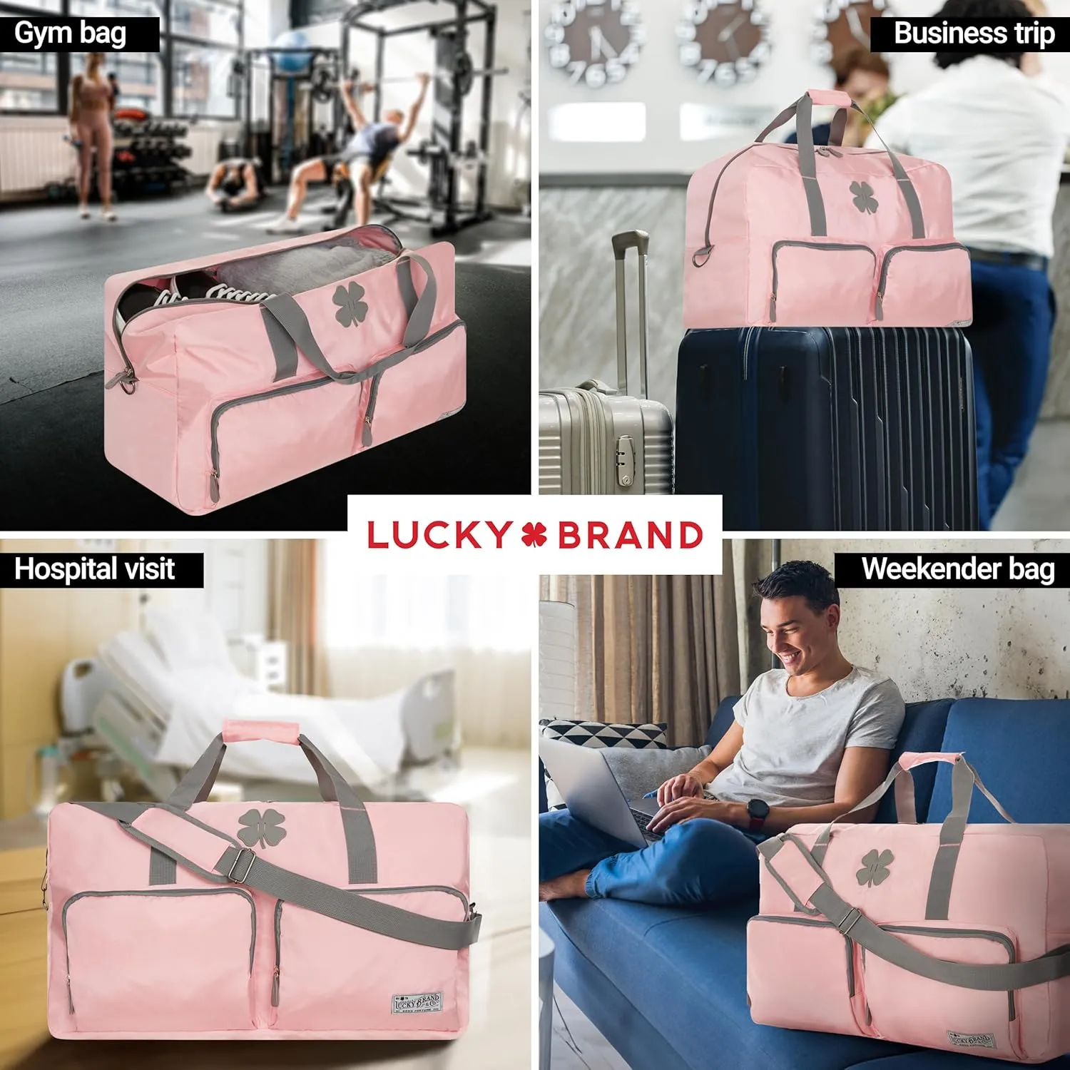 Lucky Travel Duffel Bags 115L, Gym Bag, Travel Bag & Large Duffle Bag for Men, Foldable Overnight Weekender Bags for Women & Men with Adjustable Shoulder Strap, Bridal Rose