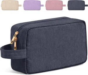 Makeup Bag Corduroy Cosmetic Bag for Women Large Capacity Makeup Pouch Portable Makeup Organizer Bag for Accessories, Toiletries Preppy Stuffs -Grey