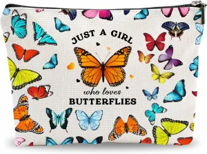Makeup Bag Gift, Who Loves Butterflies - Full Print Cosmetic Bag, Gifts Toiletry Bag For Women, Families, Besties, Coworkers, Birthday Gift, Women Accessories - (A028)