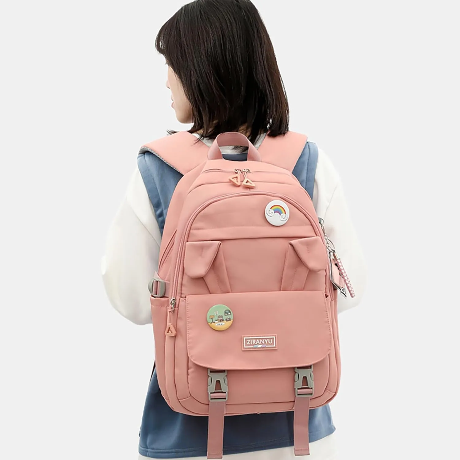 Makukke School Backpack for Women, Laptop Backpack 15.6 Inch College School Bag Anti Theft Travel Daypack Bookbag for Girls,Pink