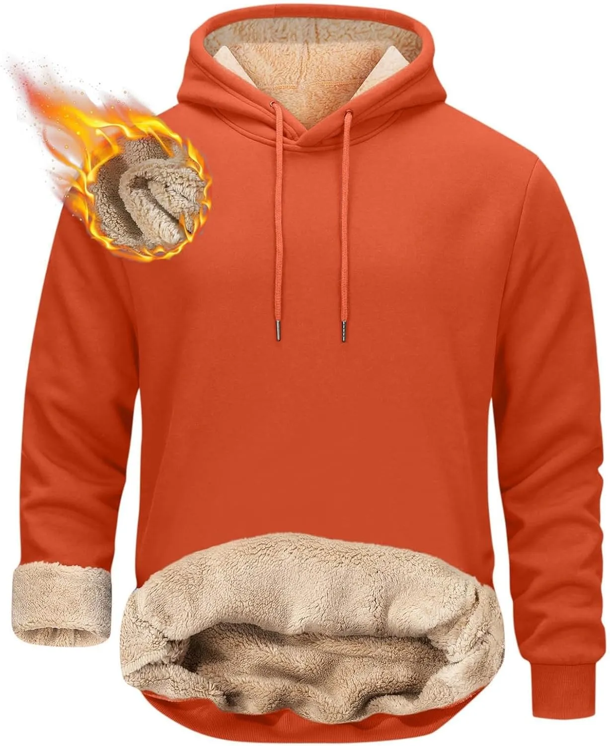 Men'S Casual Fleece Sherpa Lined Hoodie Thermal Long Sleeve Pullover Tops Heavyweight Sweatshirts