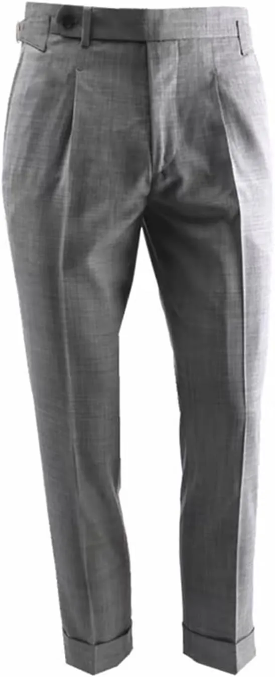 Mens Classic Casual Dress Pants Grey Wool Suit Pant Slim Fit Flat Front Slacks