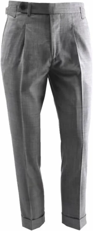 Mens Classic Casual Dress Pants Grey Wool Suit Pant Slim Fit Flat Front Slacks