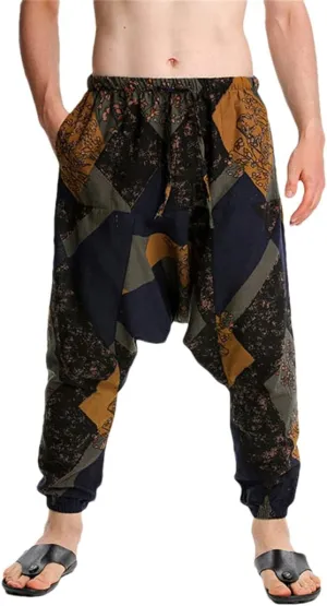 Men's Hippie Baggy Boho Harem Pants African Pattern Print Casual Hip Hop Pants