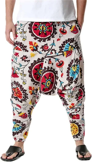 Men's Hippie Baggy Boho Harem Pants African Pattern Print Casual Hip Hop Pants