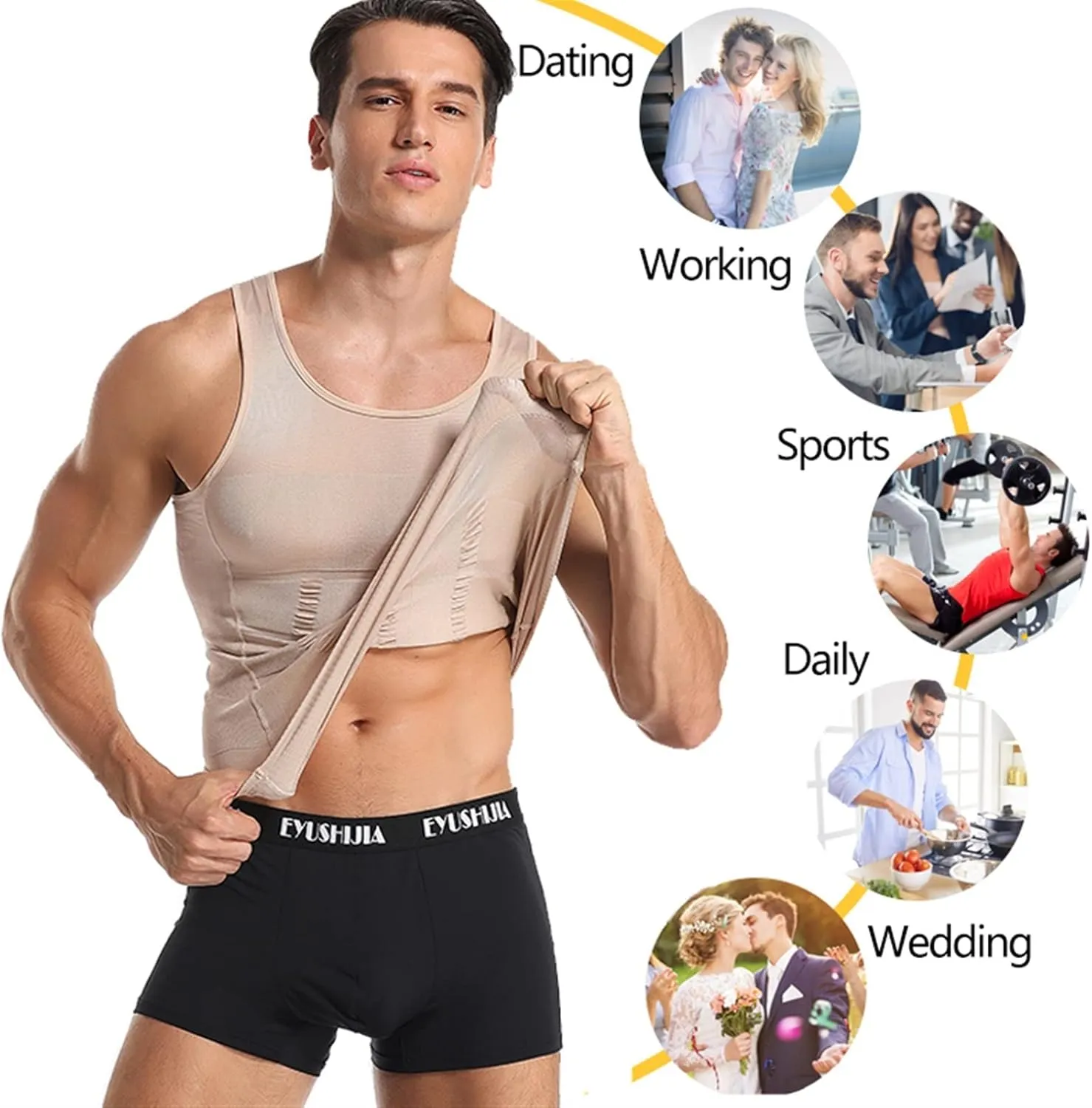 Men's Sweating Vest Slim Chest Corset Sleeveless Body Shaper Weight Loss Tank Top Posture Corrector Undershirt