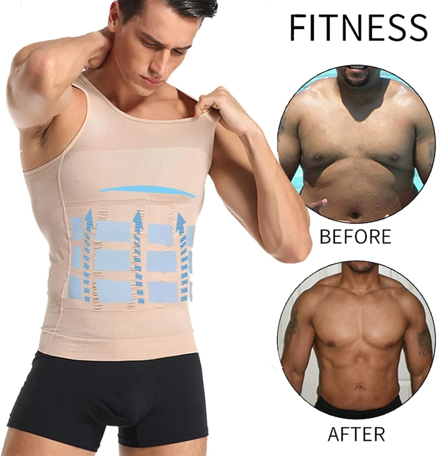 Men's Sweating Vest Slim Chest Corset Sleeveless Body Shaper Weight Loss Tank Top Posture Corrector Undershirt