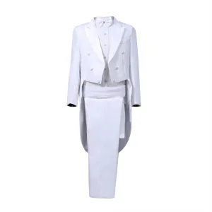 Mens Tuxedo Jacket Tails Slim Fit Tailcoat Solid Dress Coat Swallowtail Dinner Party Wedding Blazer Suit Jacket