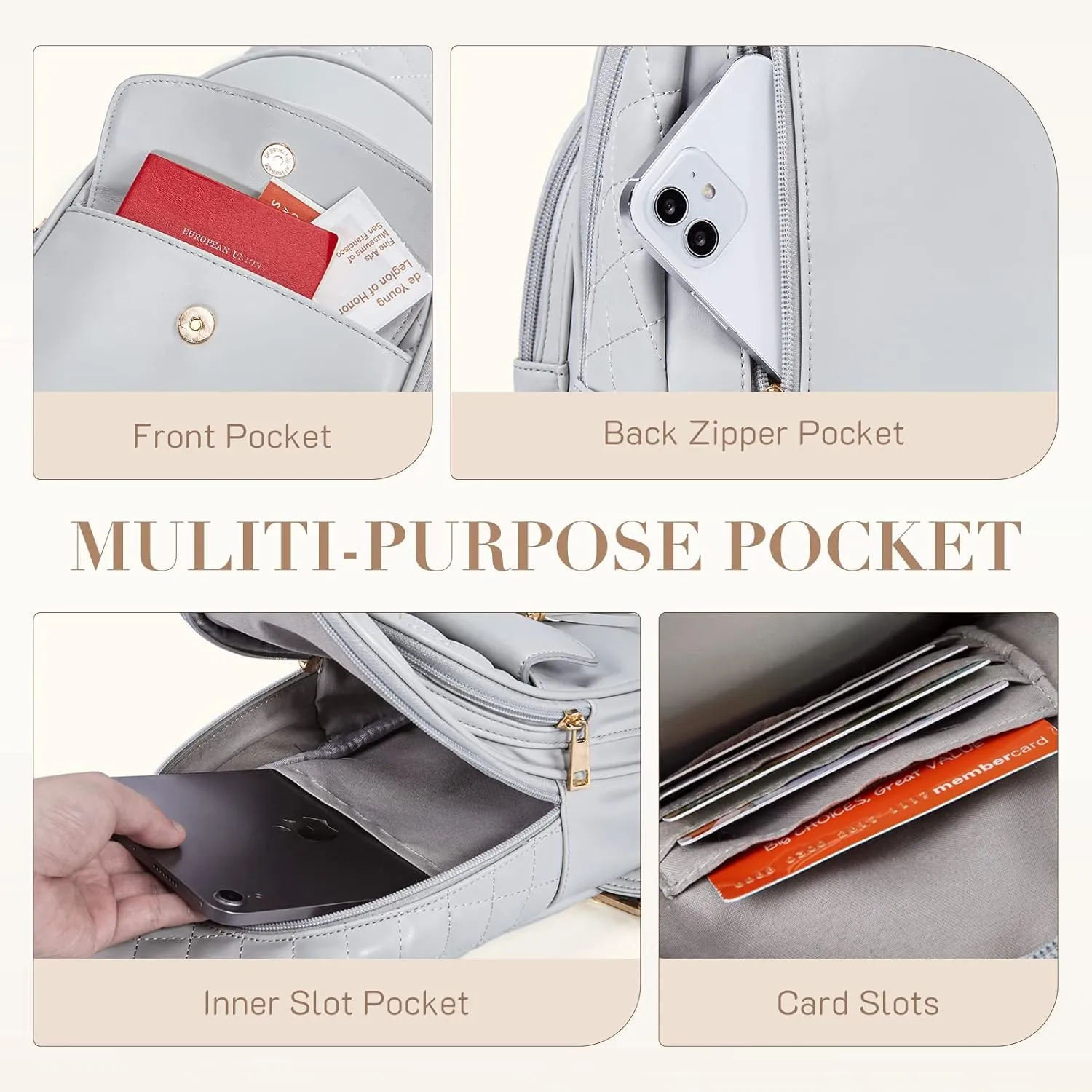 Missnine PU Leather Sling Bag for Women Quilted Chest Crossbody Trendy Travel Bag for Hiking Cycling with Tassel