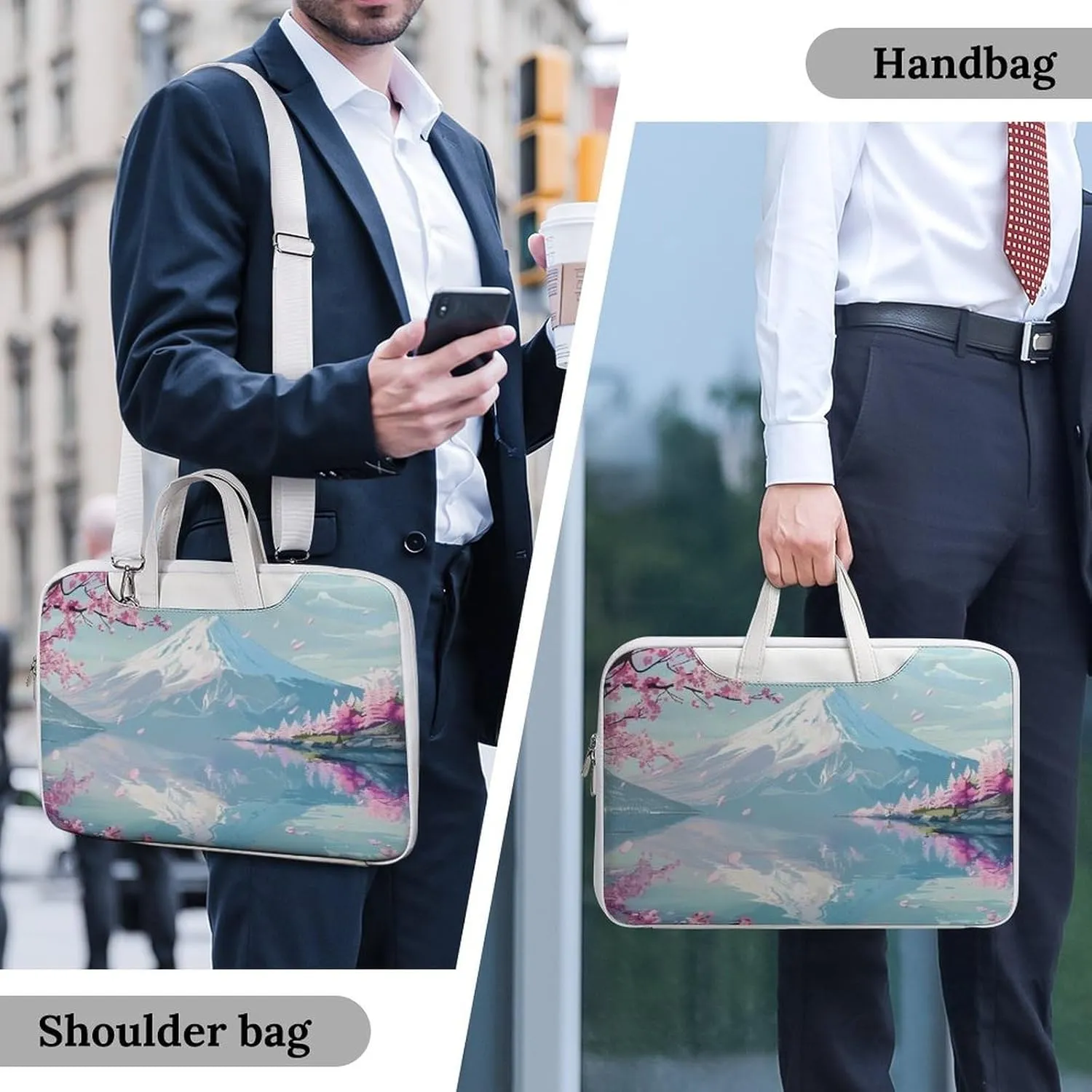 Mount Fuji Cherry Flowers Laptop Tote Bag Waterproof Computer Carrying Case Business Office Briefcase