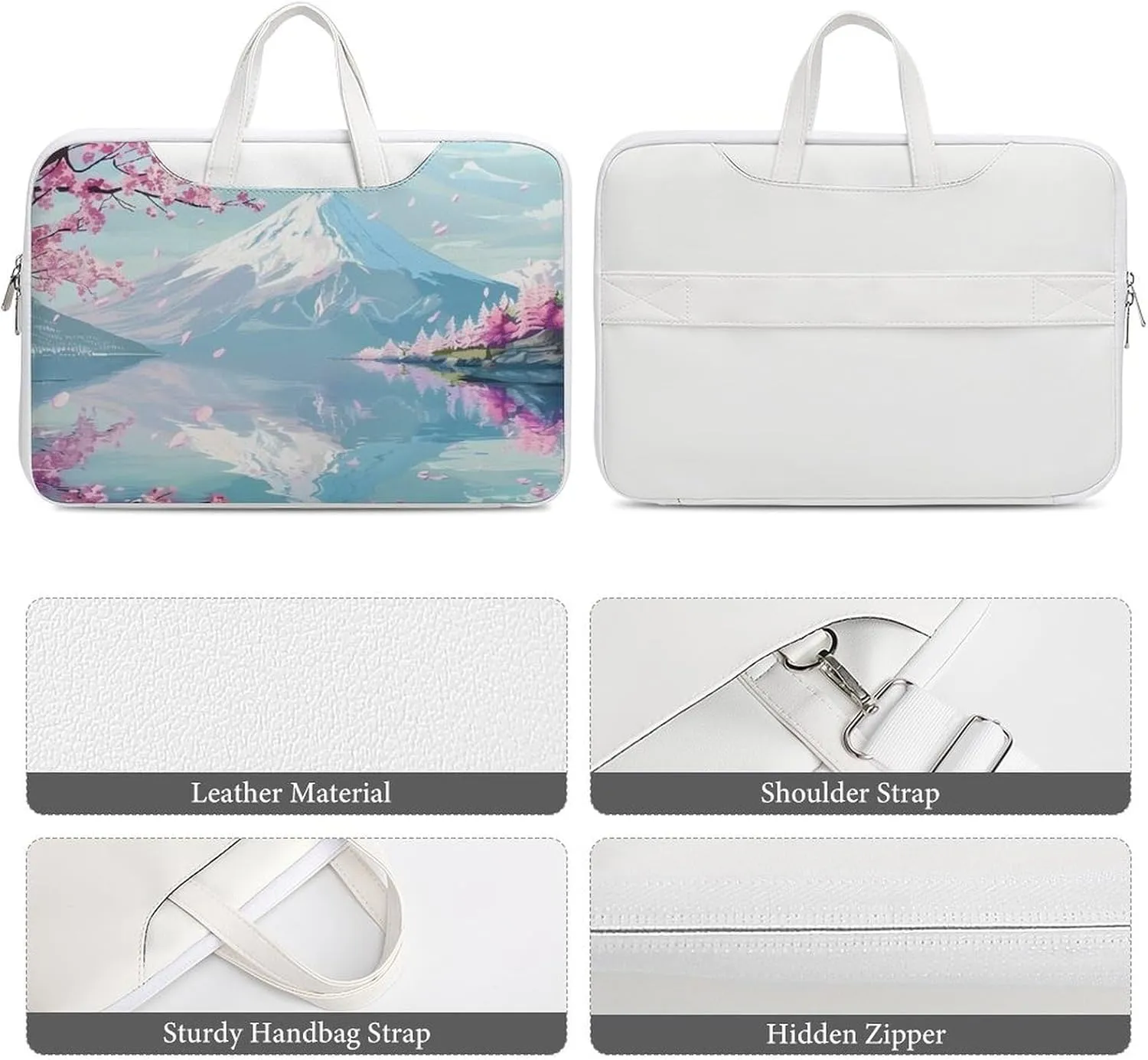 Mount Fuji Cherry Flowers Laptop Tote Bag Waterproof Computer Carrying Case Business Office Briefcase