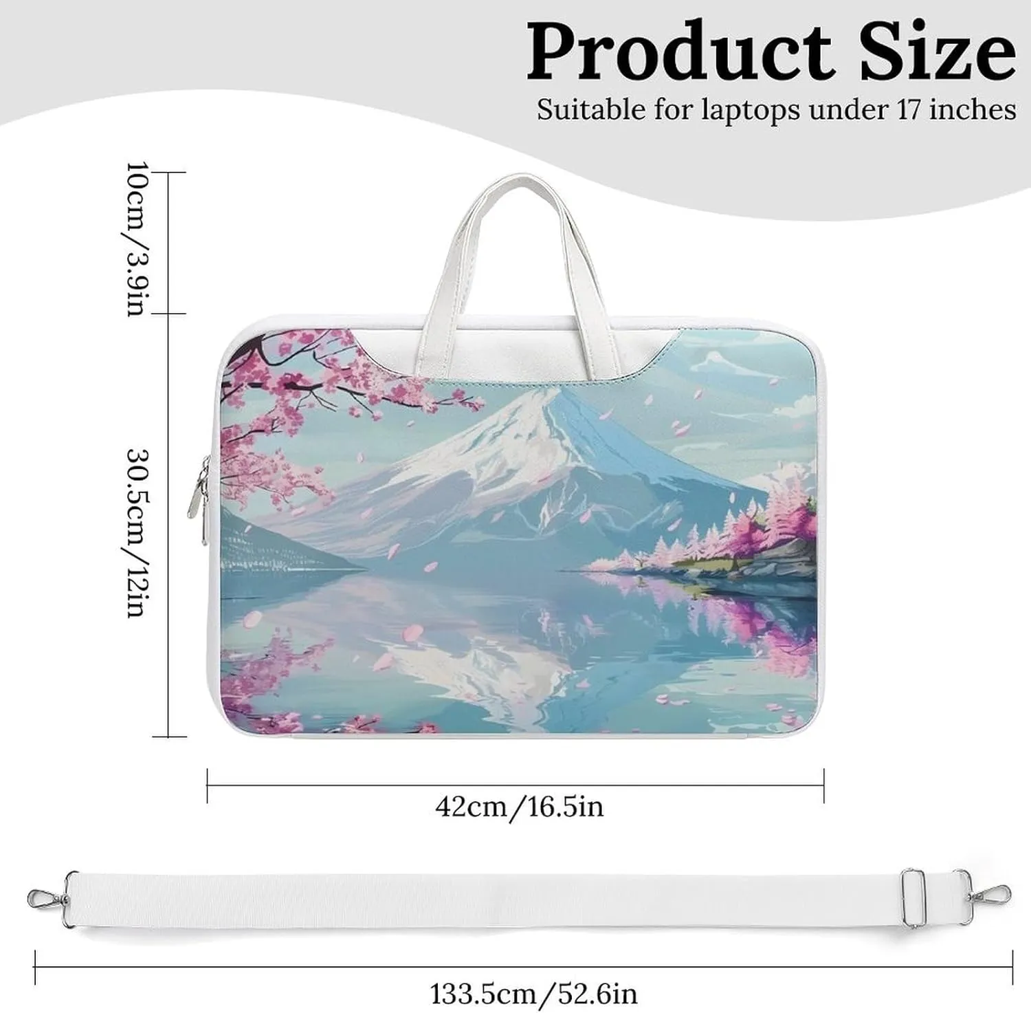 Mount Fuji Cherry Flowers Laptop Tote Bag Waterproof Computer Carrying Case Business Office Briefcase