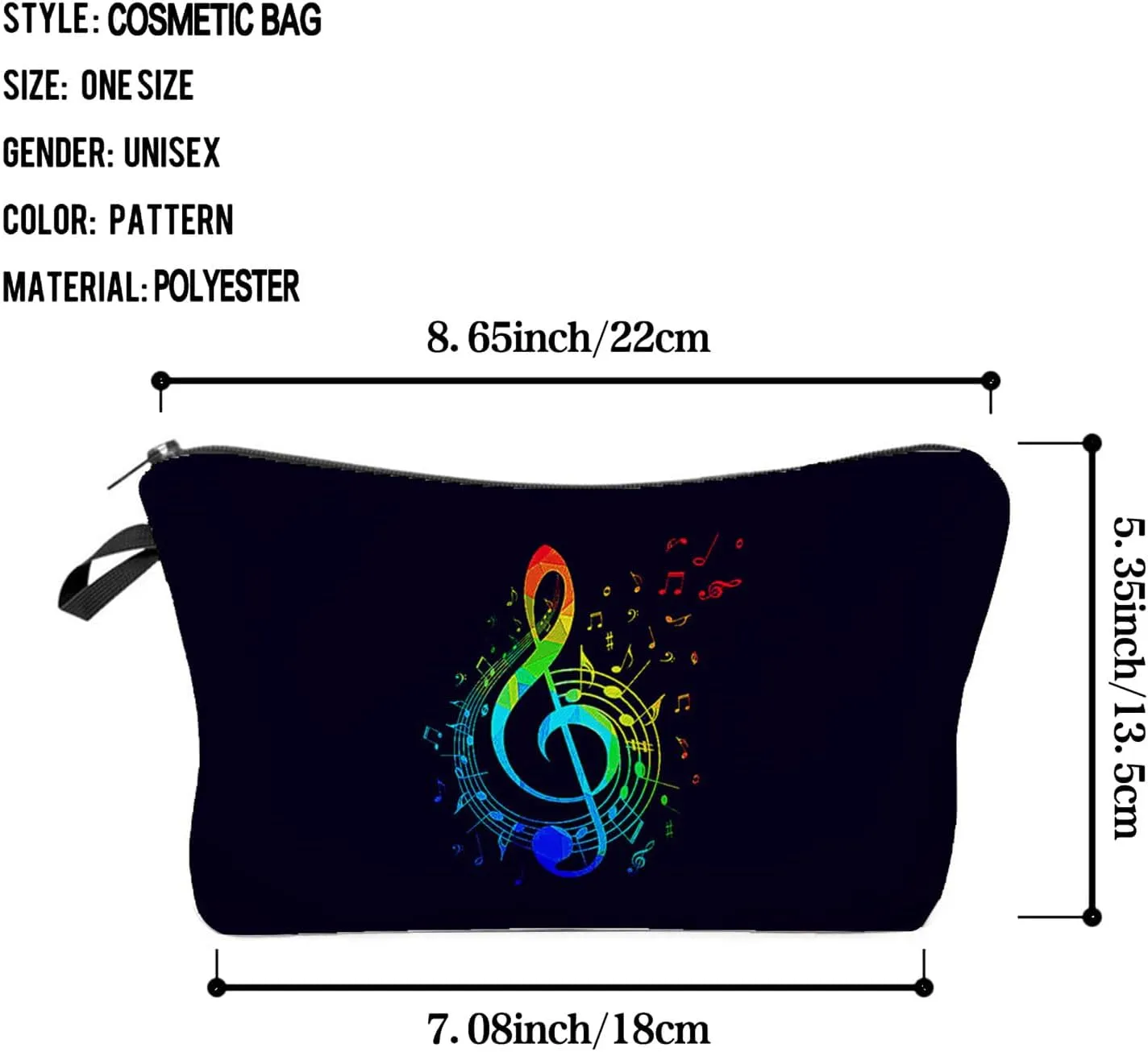 Musical Note Makeup Bag Cute Small Makeup Organizer Bag Travel Toiletry Zipper Pouch Birthday Christmas Gift for Music Lovers Musical Note Cosmetic Bag for Women Friends Sisters