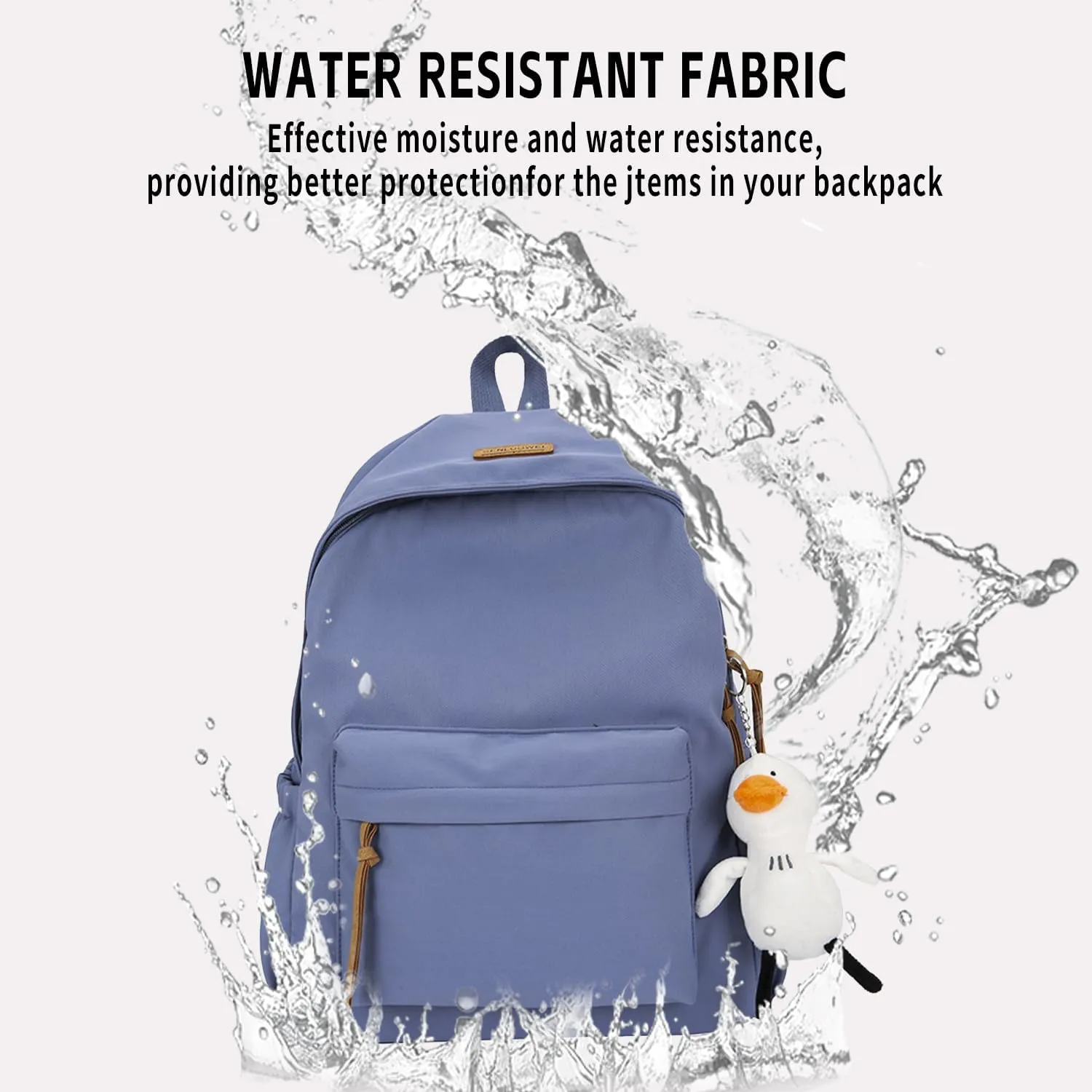 Nylon Backpack for Women Men Cute Pendant Aesthetic Backpack Lightweight Bag 15 Inch Laptop Backpack Casual Backpack (Blue Pendant,Medium)
