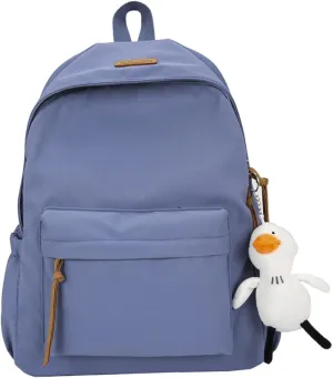 Nylon Backpack for Women Men Cute Pendant Aesthetic Backpack Lightweight Bag 15 Inch Laptop Backpack Casual Backpack (Blue Pendant,Medium)