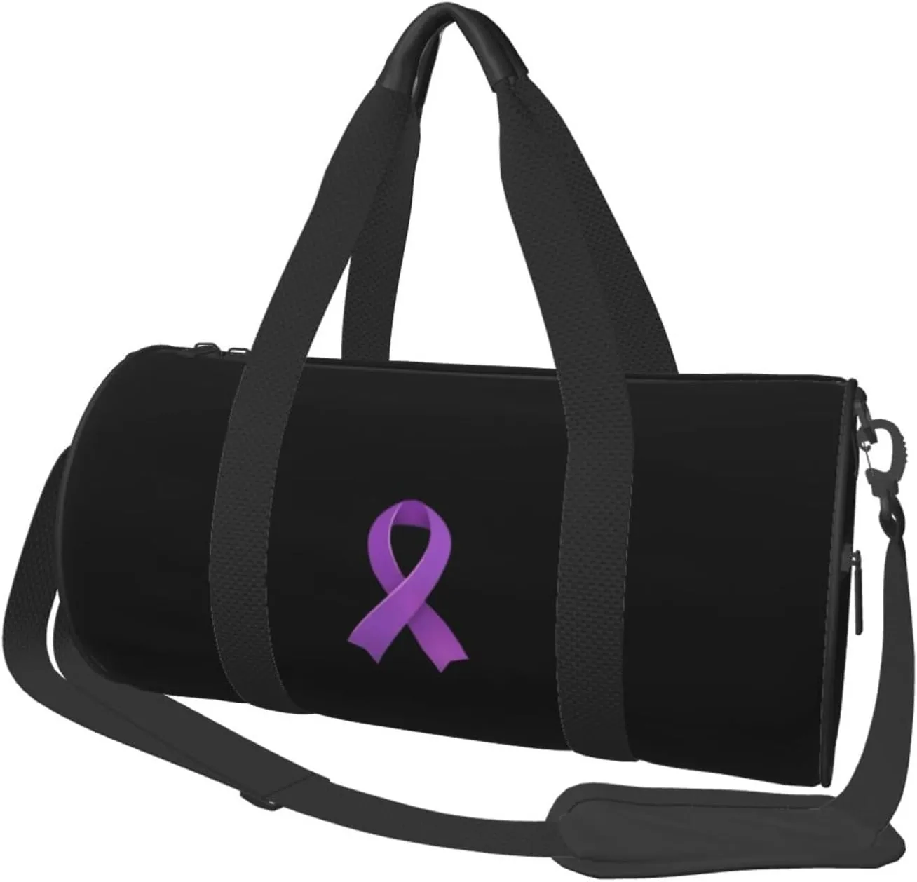 Pancreatic Cancer Awareness Purple Ribbon Convertible Garment Bag with Shoulder Strap, Carry on Garment Duffel Bag for Men Women - Rolling Foldable for Travel Luggage Bags (Black)