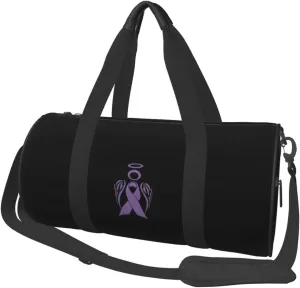 Pancreatic Cancer Awareness Purple Ribbon Convertible Garment Bag with Shoulder Strap, Carry on Garment Duffel Bag for Men Women - Rolling Foldable for Travel Luggage Bags (Black)