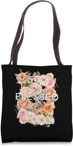 Peach Blessed Blooming Peach Flowers Graphic Tote Bag