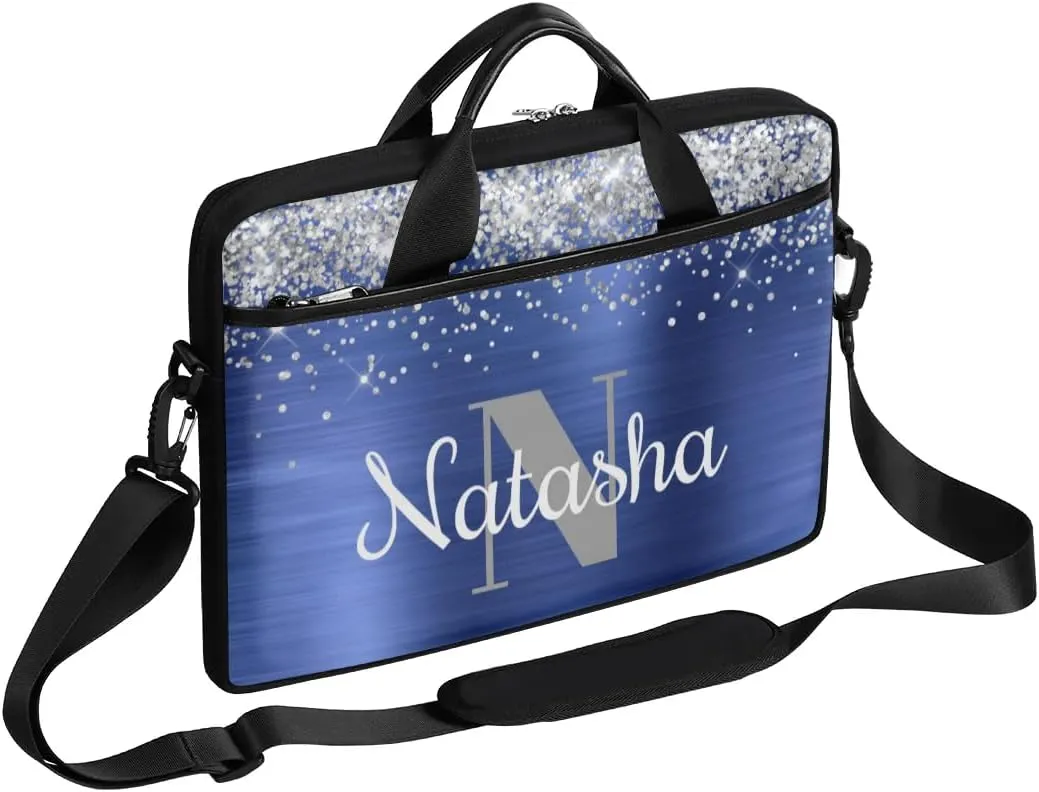 Personalized Glitter Laptop Bag Case Briefcases for Women, Custom Gift Computer Cases for Laptops, Tablet Shoulder Bag