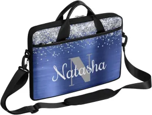 Personalized Glitter Laptop Bag Case Briefcases for Women, Custom Gift Computer Cases for Laptops, Tablet Shoulder Bag