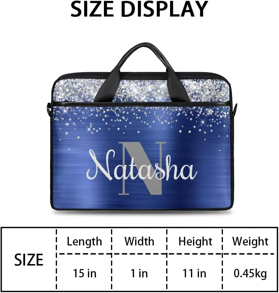 Personalized Glitter Laptop Bag Case Briefcases for Women, Custom Gift Computer Cases for Laptops, Tablet Shoulder Bag