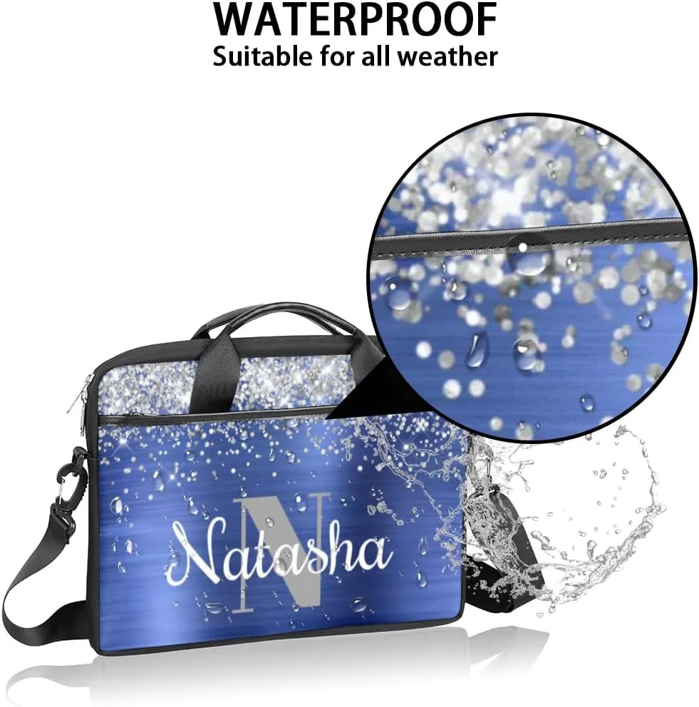 Personalized Glitter Laptop Bag Case Briefcases for Women, Custom Gift Computer Cases for Laptops, Tablet Shoulder Bag