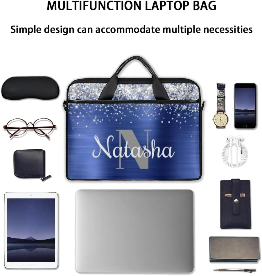 Personalized Glitter Laptop Bag Case Briefcases for Women, Custom Gift Computer Cases for Laptops, Tablet Shoulder Bag
