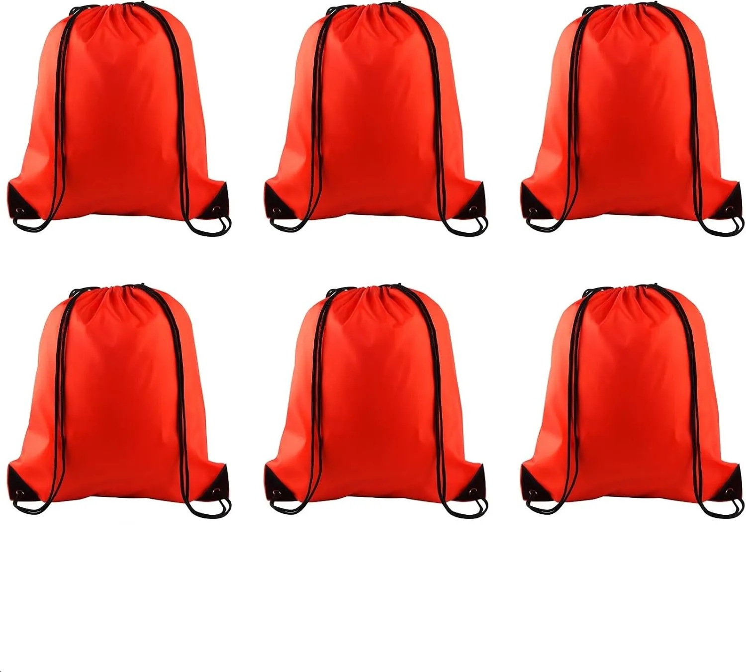 PLULON 6 Pcs Drawstring Bags Bulk Red Drawstring Backpack String Backpack Cinch Sack Sport Gym Backpack Bags for Yoga Traveling Outdoor Sports