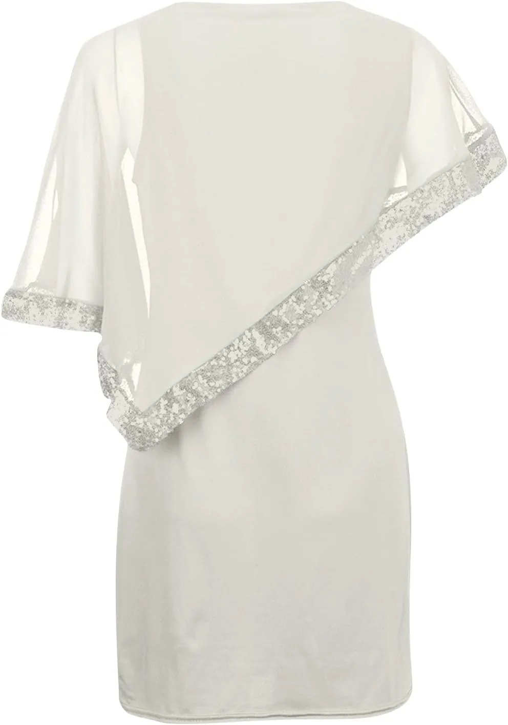 Plus Size Dresses for Curvy Women,2024 Trendy Irregular Chiffon Cape Wedding Guest Dress,Elegant Bodycon Midi Pencil Dress