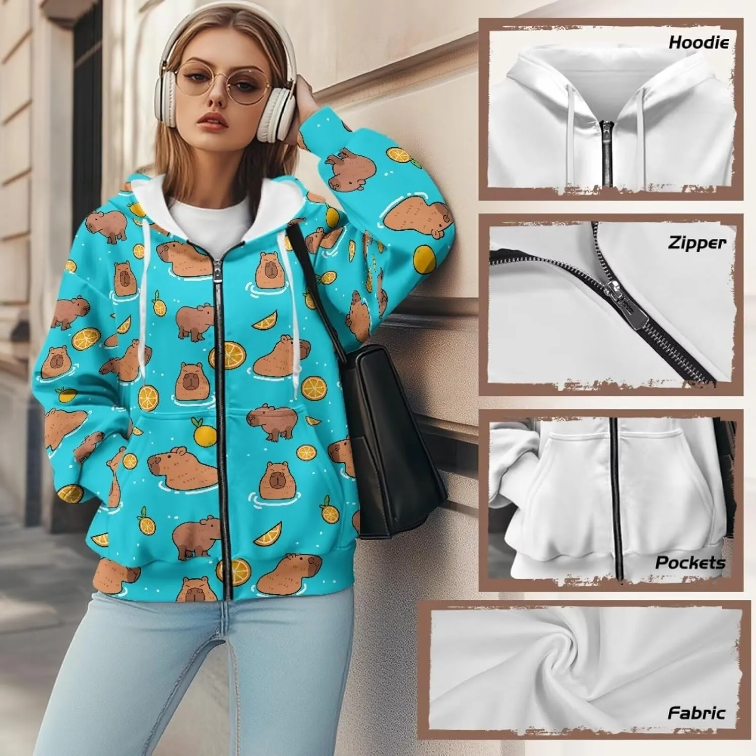 Poceacles Womens Oversized Hoodies Zip Up Fleece Jacket Coat Dropped Shoulder Long Sleeve Cardigan Outwear Y2K Hoodie XS-4XL