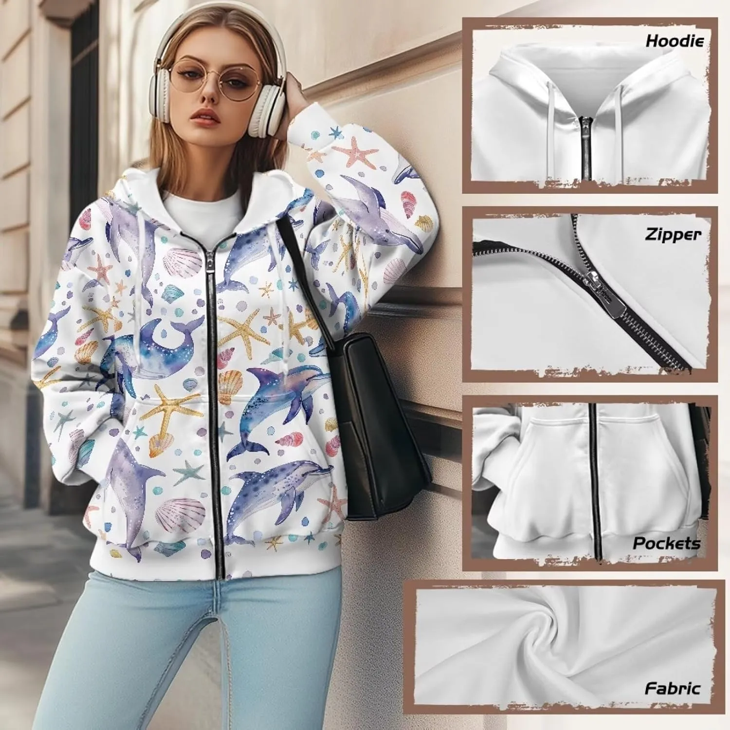 Poceacles Womens Oversized Hoodies Zip Up Fleece Jacket Coat Dropped Shoulder Long Sleeve Cardigan Outwear Y2K Hoodie XS-4XL