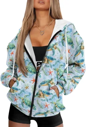 Poceacles Womens Oversized Hoodies Zip Up Fleece Jacket Coat Dropped Shoulder Long Sleeve Cardigan Outwear Y2K Hoodie XS-4XL