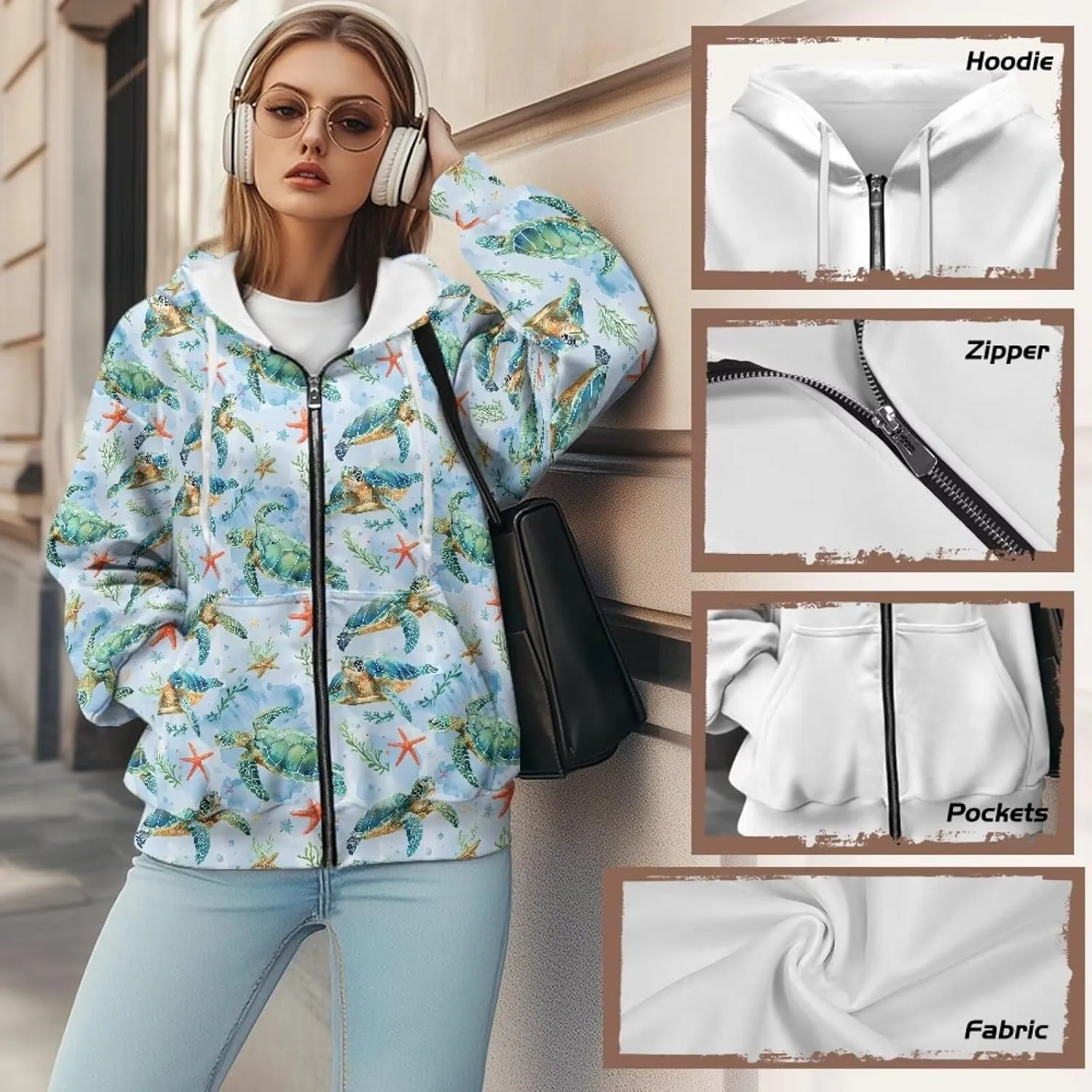 Poceacles Womens Oversized Hoodies Zip Up Fleece Jacket Coat Dropped Shoulder Long Sleeve Cardigan Outwear Y2K Hoodie XS-4XL