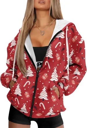 Poceacles Womens Oversized Hoodies Zip Up Fleece Jacket Coat Dropped Shoulder Long Sleeve Cardigan Outwear Y2K Hoodie XS-4XL